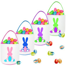 Easter Baskets For Kids 4 Pack Easter Bunny Baskets Bucket Bags Easter Egg Hunt Baskets Bags For Kids Boys Girls Toddler Perfe