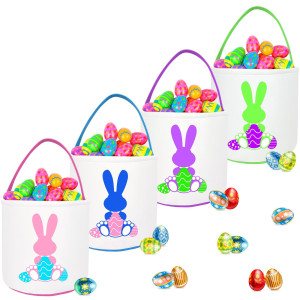 Easter Baskets For Kids 4 Pack Easter Bunny Baskets Bucket Bags Easter Egg Hunt Baskets Bags For Kids Boys Girls Toddler Perfe