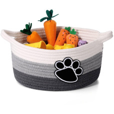 Perthlin Cute Dog Basket Cat Basket Storage With Handles Decorative Basket For Dog Toy Gift 118 X 1181 X 591 Inchgray