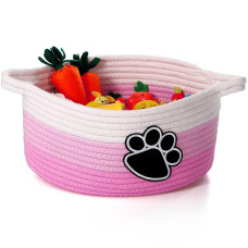 Perthlin Cute Dog Basket Cat Basket Storage With Handles Decorative Basket For Christmas Dog Gift 118 X 1181 X 591 Inchpink