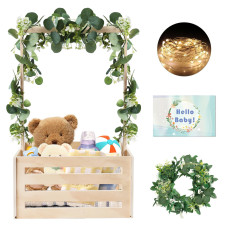 369 X 169 In Wooden Baby Shower Crate Closet Baby Storage Crate Hamper With Extended Handle And Garland Baby Shower Wooden G