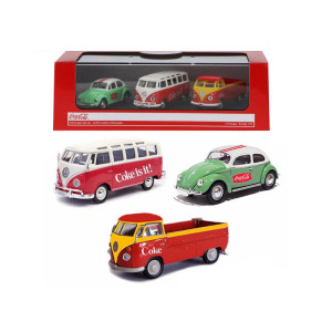 Volkswagen coca-cola gift Set of 3 pieces 172 Diecast Model cars by Motorcity classics