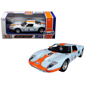 Ford gT concept 6 with gulf Livery Light Blue with Orange Stripe 124 Diecast Model car by Motormax