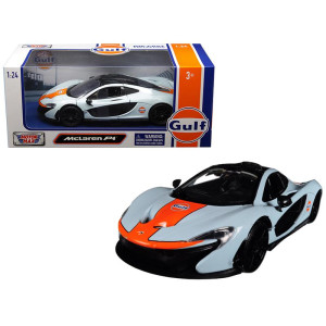 McLaren P1 with gulf Oil Livery Light Blue with Orange Stripe 124 Diecast Model car by Motormax
