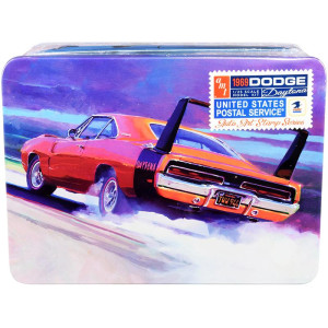 Skill 2 Model Kit 1969 Dodge charger Daytona USPS (United States Postal Service) Themed collectible Tin 125 Scale Model by AMT