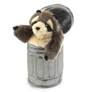 Folkmanis Raccoon Hand Puppet in Garbage Can - One Size