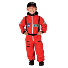 Jr. Astronaut Suit With Embroidered Cap, Size 2/3 (Orange)