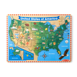 Melissa Doug Usa Map Sound Puzzle Wooden Puzzle With Sound Effects 40 Pcs Multicolor States And Capitals Map Puzzle Ed