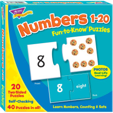 Trend Enterprises Funtoknow Puzzles Numbers 120 Learn Numbers Counting Sets 20 Twosided Puzzles Selfchecking 40 Pu