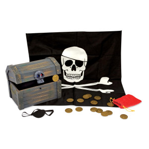 Melissa Doug Wooden Pirate Chest Pretend Play Set