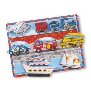 Melissa Doug Vehicles Wooden Chunky Puzzle Plane Train Cars And Boats 9 Pcs