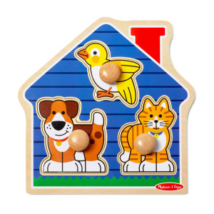 Melissa Doug Pets Jumbo Peg Wooden Puzzle Animal Puzzles Peg Puzzles For Toddlers Ages 1