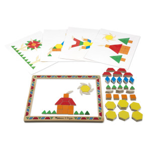 Melissa Doug Deluxe Wooden Magnetic Pattern Blocks Set Educational Toy With 120 Magnets And Carrying Case Multicolor 1 Ea