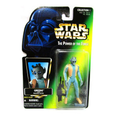 Star Wars The Power Of The Force Green Card Greedo Action Figure 375 Inches