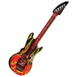 Bristol Novelty Ij001 Inflatable Guitar Flamed Design Black And Red Pack Of 1 Multicolor