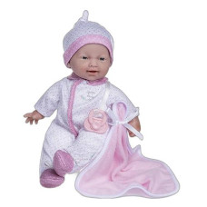 Jc Toys La Baby caucasian 11-inch Small Soft Body Baby Doll La Baby Washable Removable White and Pink Outfit wHat, Pacifier & Blanket for children 12 Months +