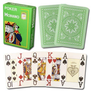 Modiano 100 Plastic Playing Cards Cristallo 4 Pip Jumbo Index Light Green