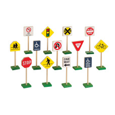 Guidecraft 7 Block Play Traffic Signs Childrens Educational Toys For Traffic Knowledge Learning Kids Block Play