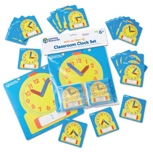 Learning Resources Write Wipe Clocks Classroom Set 25 Pieces Ages 6 Laminated Dryerase Teaching Aids Teacher Supplies