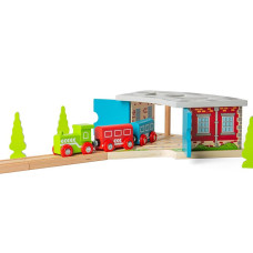 Bigjigs Rail Wooden Triple Engine Shed Other Major Wooden Rail Brands Are Compatible