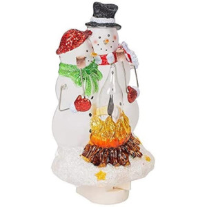 Roman Snowmen Couple By Campfire 8 Inch Acrylic Swivel Plugin Bubble Night Light