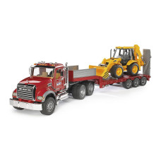 Bruder Toys 02813 Mack Granite Flatbed Truck With Jcb Loader Backhoe