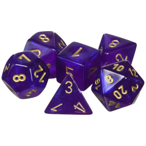 Chessex Dice Polyhedral 7Die Borealis Set Royal Purple With Gold Numbers Chx27467