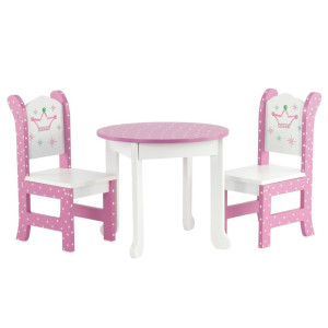 Emily Rose 18 Inch Doll Pink White 18 Doll Kitchen Table And 2 Chair Dining Furniture Set Wish Crown Compatible With 18