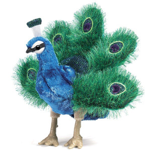 Folkmanis Small Peacock Hand Puppet Blue Green Gold