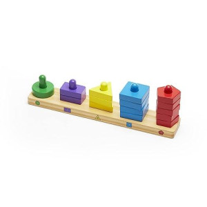 Melissa & Doug Stack and Sort Board - Wooden Educational Toy With 15 Solid Wood Pieces