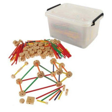 Constructive Playthings Dwd20 Classic Wood Builder Rod And Connector System With Storage Tub Grade Kindergarten To 3