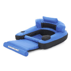 Swimline Inflatable Durable Fabric Swimming Pool Floating Lounger Chair With Armrest Backrest And Builtin Cupholder For Adult