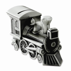 Goldia Pewter Finish Train Bank Engravable Personalized Gift Item