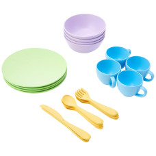 Green Toys Dish Set 24 Piece Dishwasher Safe Creative Play Toys For Developing Social Skills In Children Kitchen Toys