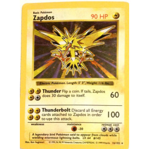 Zapdos Base 1 Set Pokemon Basic Card 16102 Holo Foil