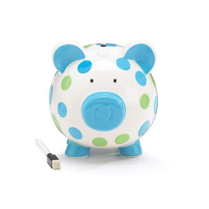 Dashing Dots Collection Blue And Green Polka Dot Piggy Bank Adorable Babytoddler Gift