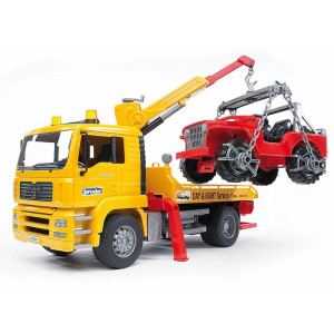 Bruder 02750 Man Tga Tow Truck With Cross Country Vehicle