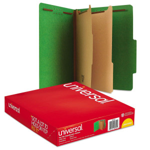 Universal 10302 Pressboard Classification Folders Letter Sixsection Emerald Green 10Box Unv10302