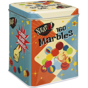 Neato! Classics 160 Marbles In A Tin Box By Toysmith - Retro Nostalgia Glass Shooter, Marble Games Are Timeless Play For Kids - Boys & Girls