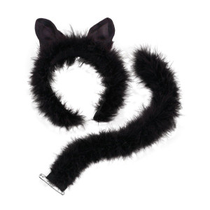 Bristol Novelties Black Cat Fancy Dress Set Ears Tail Halloween Party