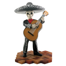 Skeleton Skull Black Mariachi Band Bassist Figurine Collectible