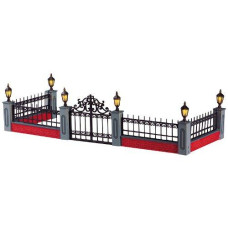 Lemax Christmas Village Lighted Wrought Iron Fence Set5 Battery Operated 45V 54303