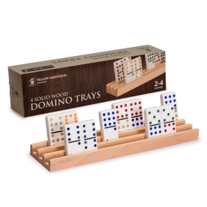 Yellow Mountain Imports Premium Beechwood Domino Rackstrays 10Inch Set Of 4 Domino Holders For Mexican Train Chickenfoo