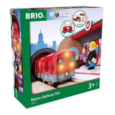 Brio 33513 Metro Railway Set 20 Piece Train Toy With Accessories And Wooden Tracks For Kids Age 3 And Up