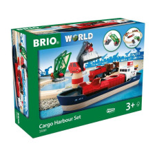 BRIO World Cargo Harbor Set - 16-Piece Train Set, Red