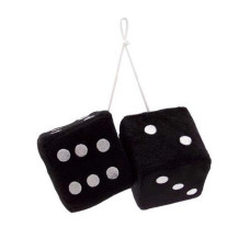 Vintage Parts 14553 3 Black Fuzzy Dice With White Dots Pair