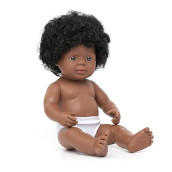 Miniland 15'' Anatomically Correct Baby Doll, African-American Girl