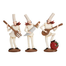 Deco 79 Polystone Chef Sculpture With Musical Instruments Set Of 3 14H 8W White