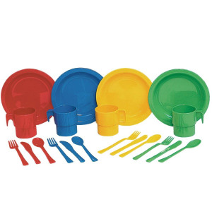 Constructive Playthings 20 Pc Indestructible Play Dishes Service For 4 Includes Place Settings Of Cups 6 12 Diam Plates And