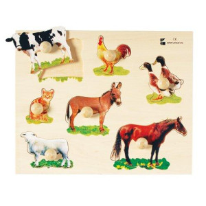 Wooden Farm Animals Knob Puzzle For Kids